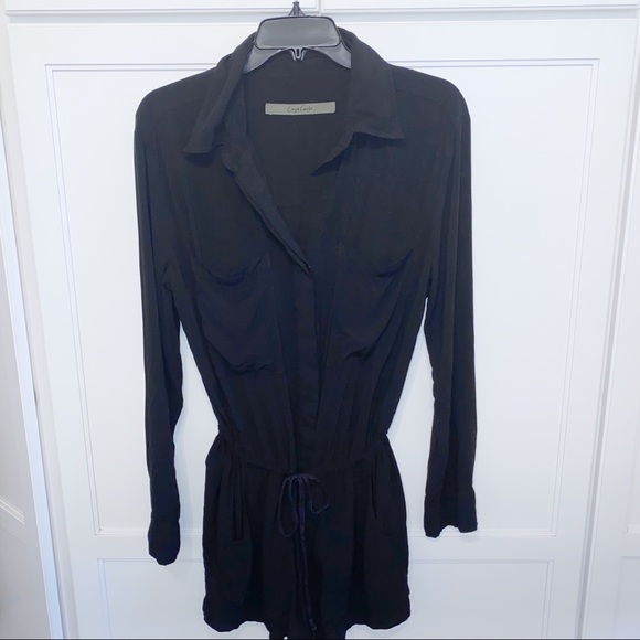 Enzo Costa | Romper Drawstring Chest Pockets Black - Picture 6 of 16